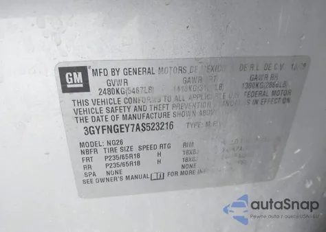 2010 Cadillac Srx Standard из США, поврежденный, VIN 3GYFNGEY7AS523216